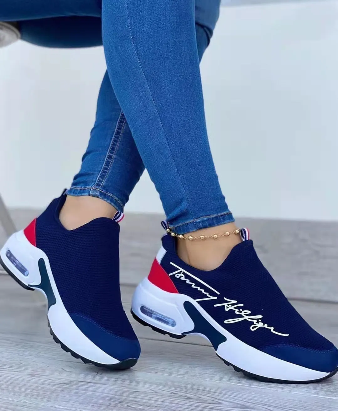 2022 Fashion Casual Breathable Wedges Ladies Walking Sneakers