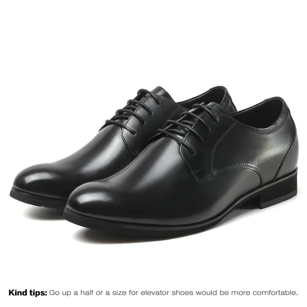 6 CM / 2.36 Inches Taller - CMR CHAMARIPA Men Black Leather Dress Shoes Height Increasing Mens Elevator Shoes