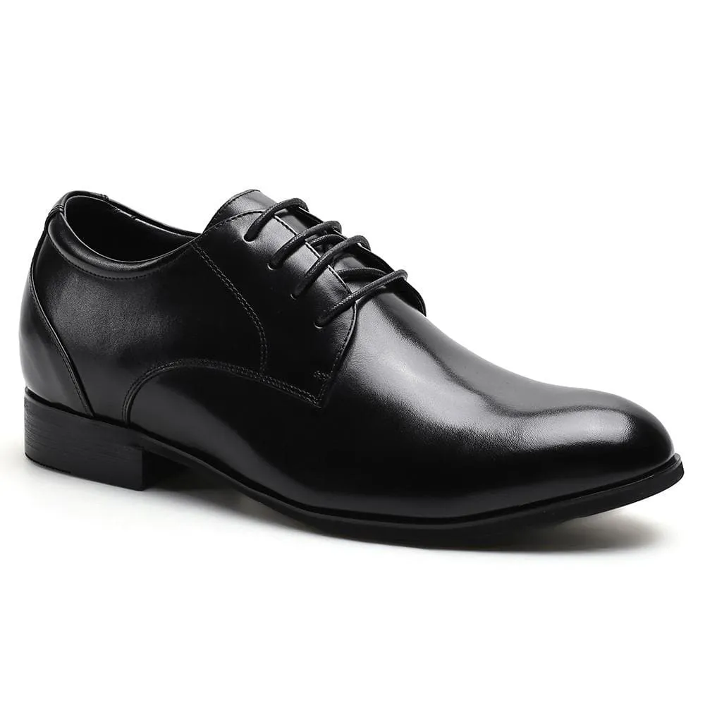 6 CM / 2.36 Inches Taller - CMR CHAMARIPA Men Black Leather Dress Shoes Height Increasing Mens Elevator Shoes