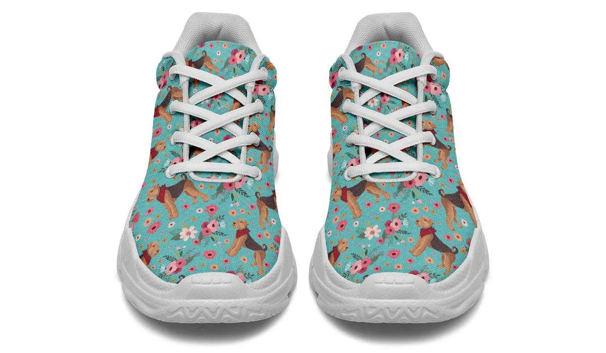 Airedale Terrier Flower Chunky Sneakers