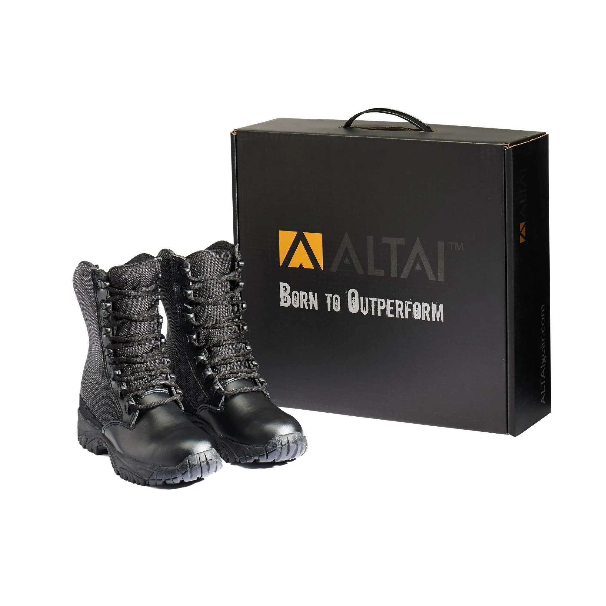 [ALL MUST GO CLEARANCE SALES] ALTAI® 8" Black Waterproof Tactical Boots with Leather Toe (MFT100)