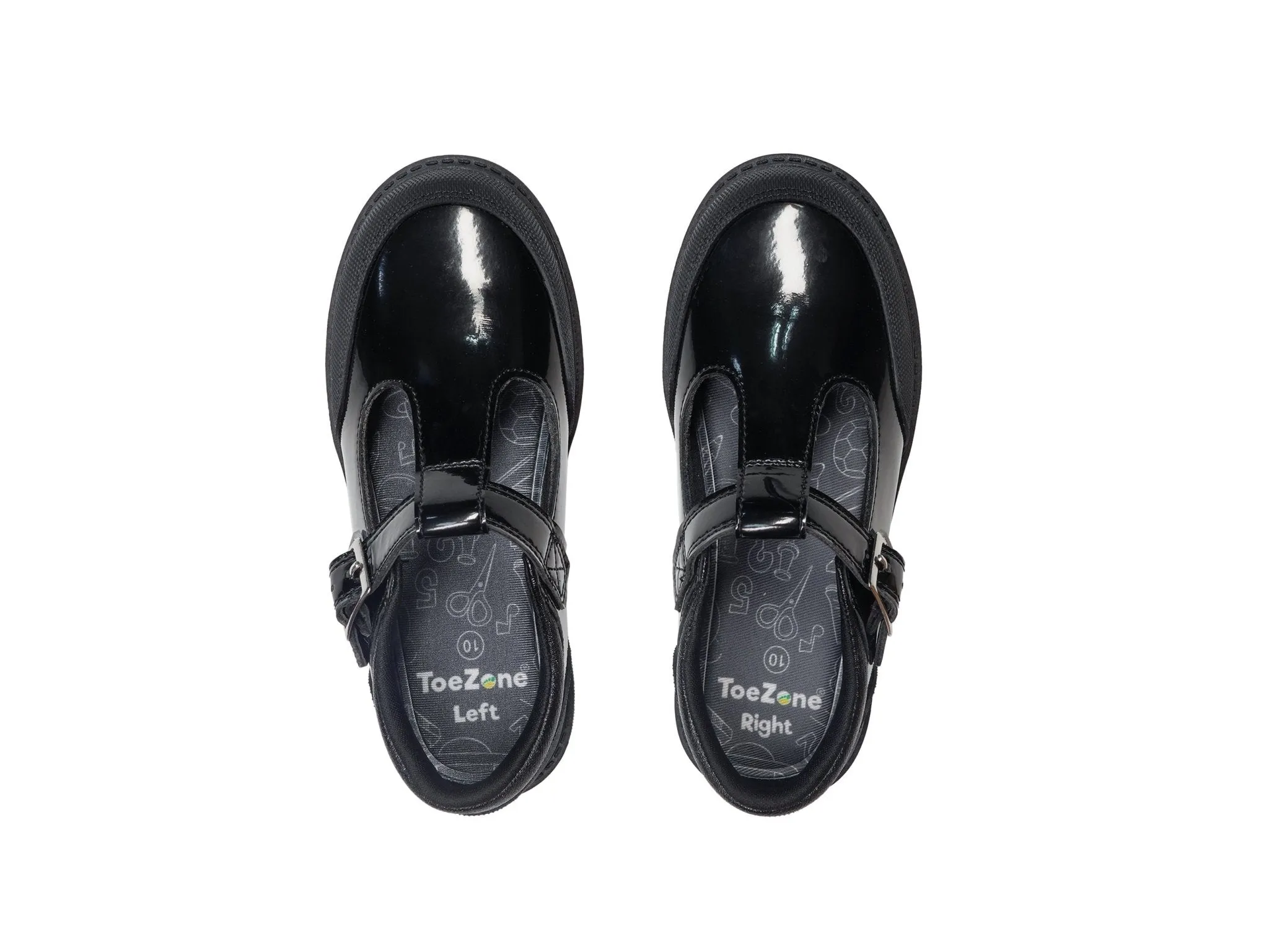 ANA - Patent T Bar Rubber Toe Cap Shoes