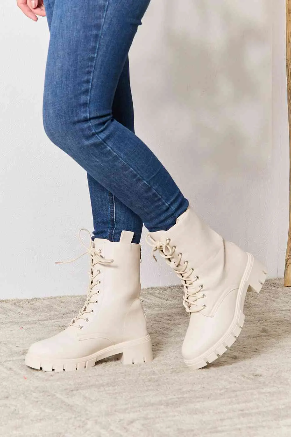 *APP EXCLUSIVE* Zip Back Lace-up Front Combat Boots