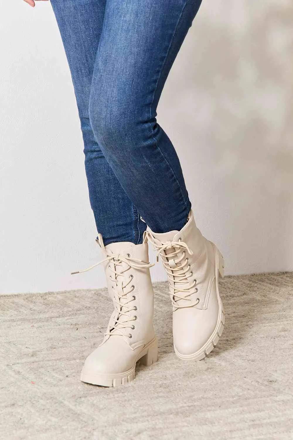 *APP EXCLUSIVE* Zip Back Lace-up Front Combat Boots