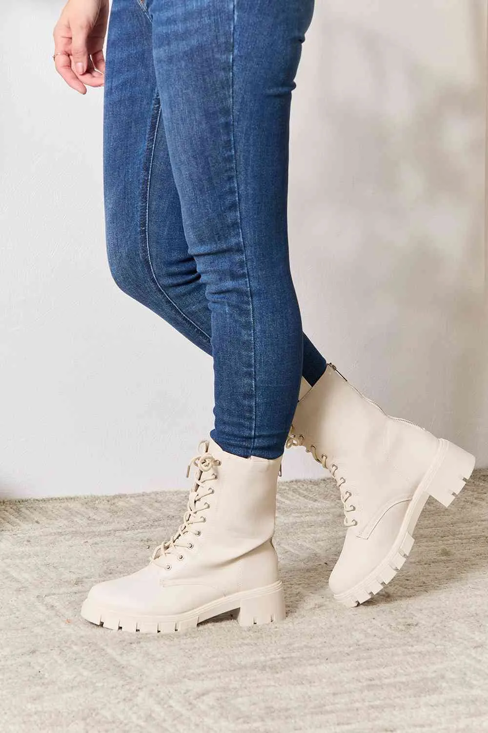 *APP EXCLUSIVE* Zip Back Lace-up Front Combat Boots