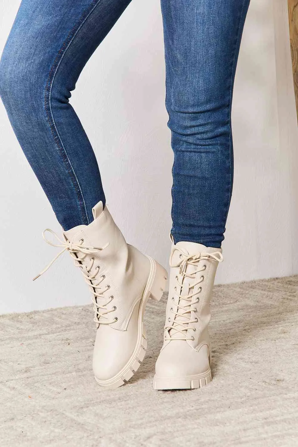 *APP EXCLUSIVE* Zip Back Lace-up Front Combat Boots