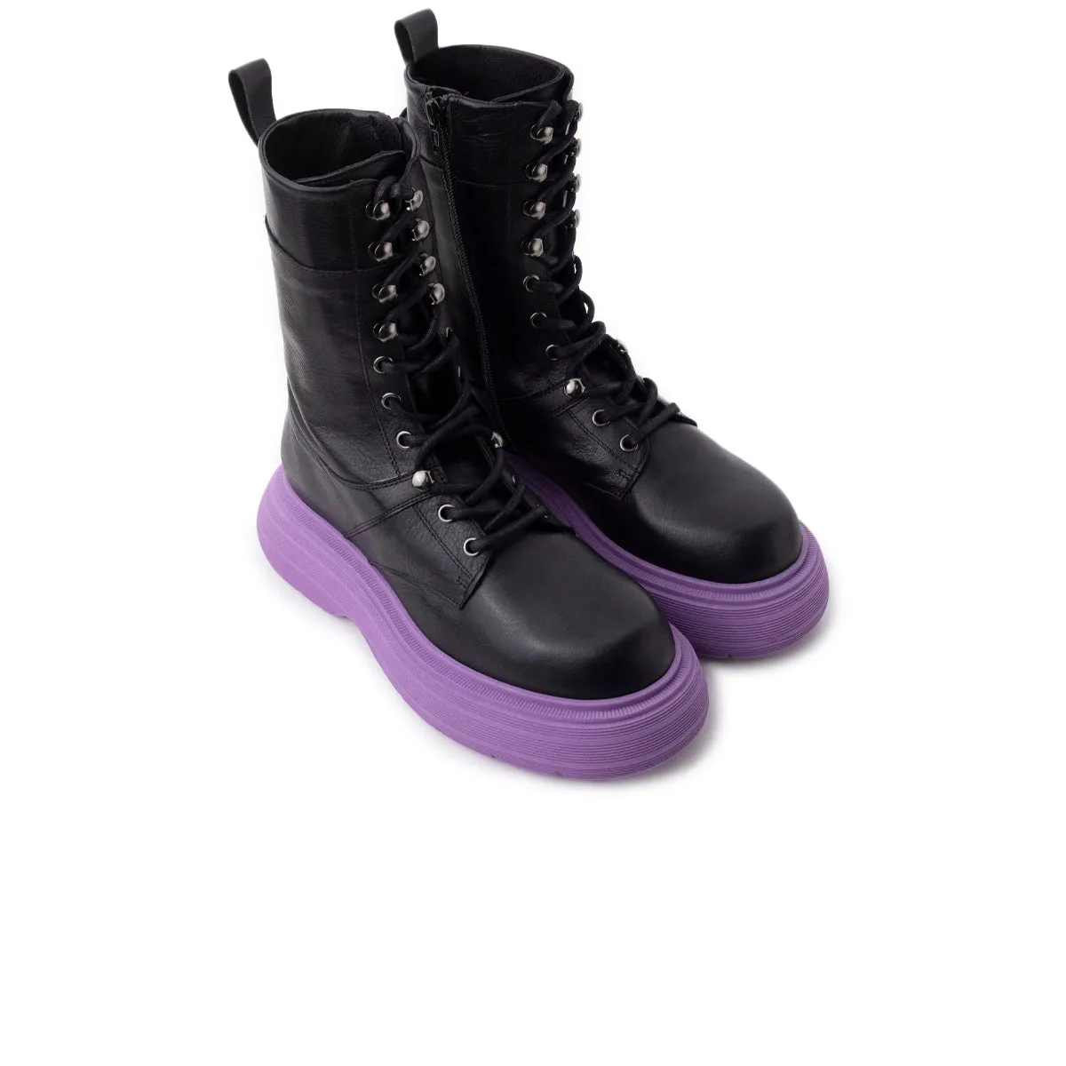 Armstrong Black Leather/Purple Sole