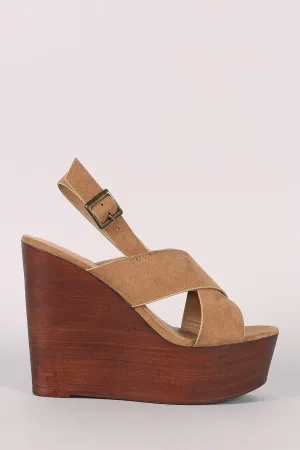 Bamboo Wide Crossing Straps Wooden Wedge