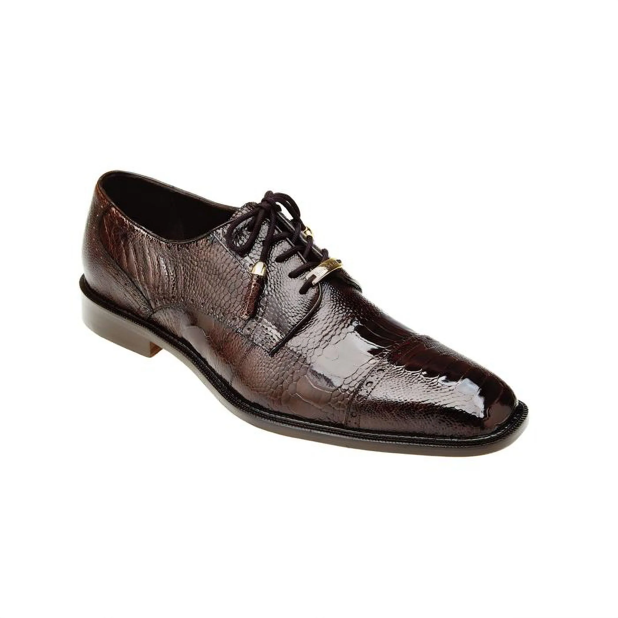 Belvedere Batta in Chocolate Genuine Ostrich Oxfords