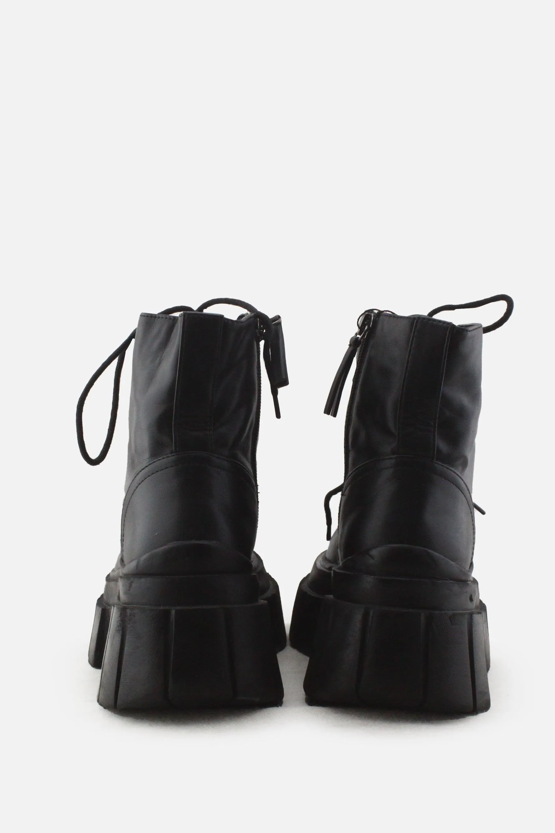 Bershka Zipper Laces Combat Ankle Boots |100% Authentic Leather