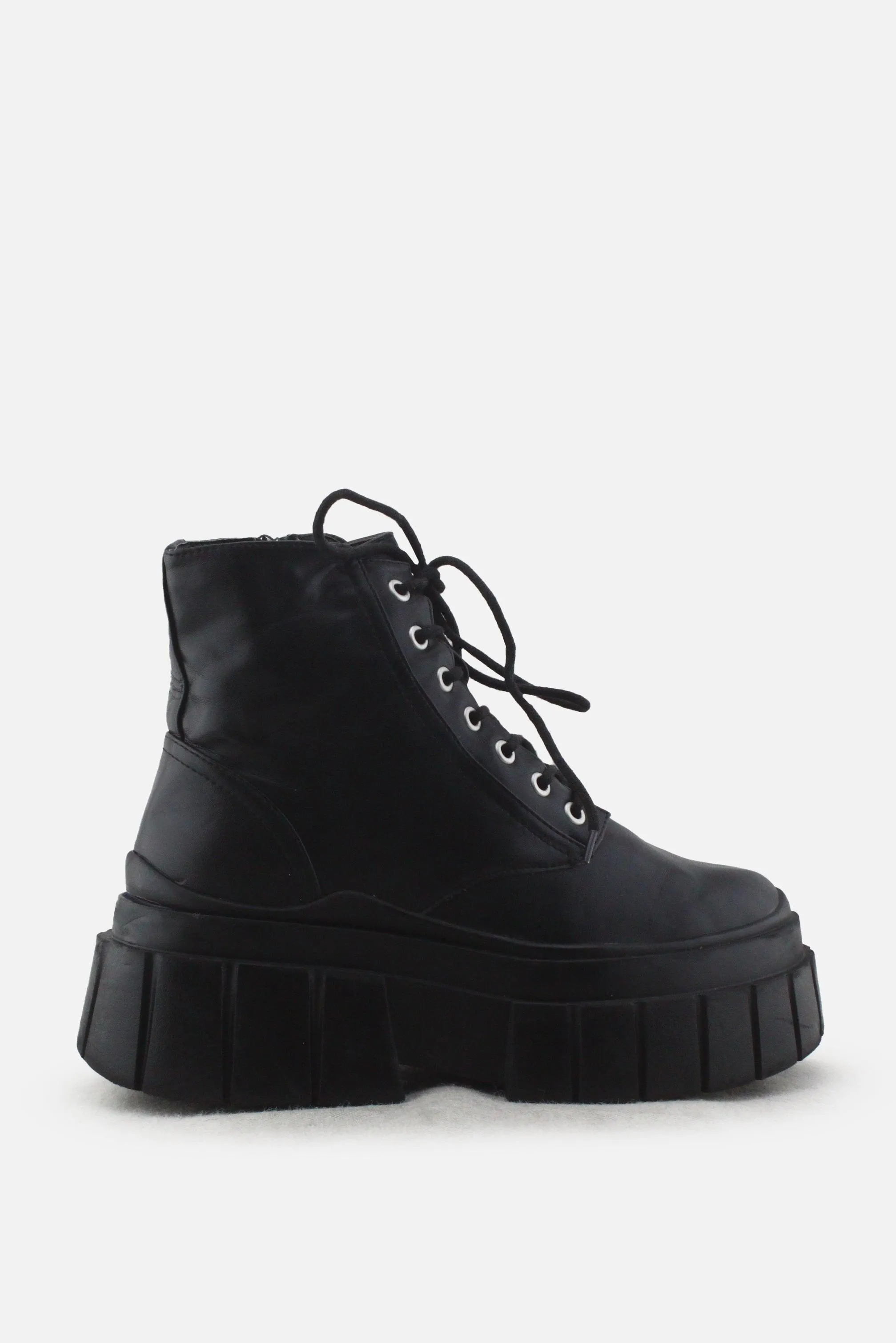 Bershka Zipper Laces Combat Ankle Boots |100% Authentic Leather