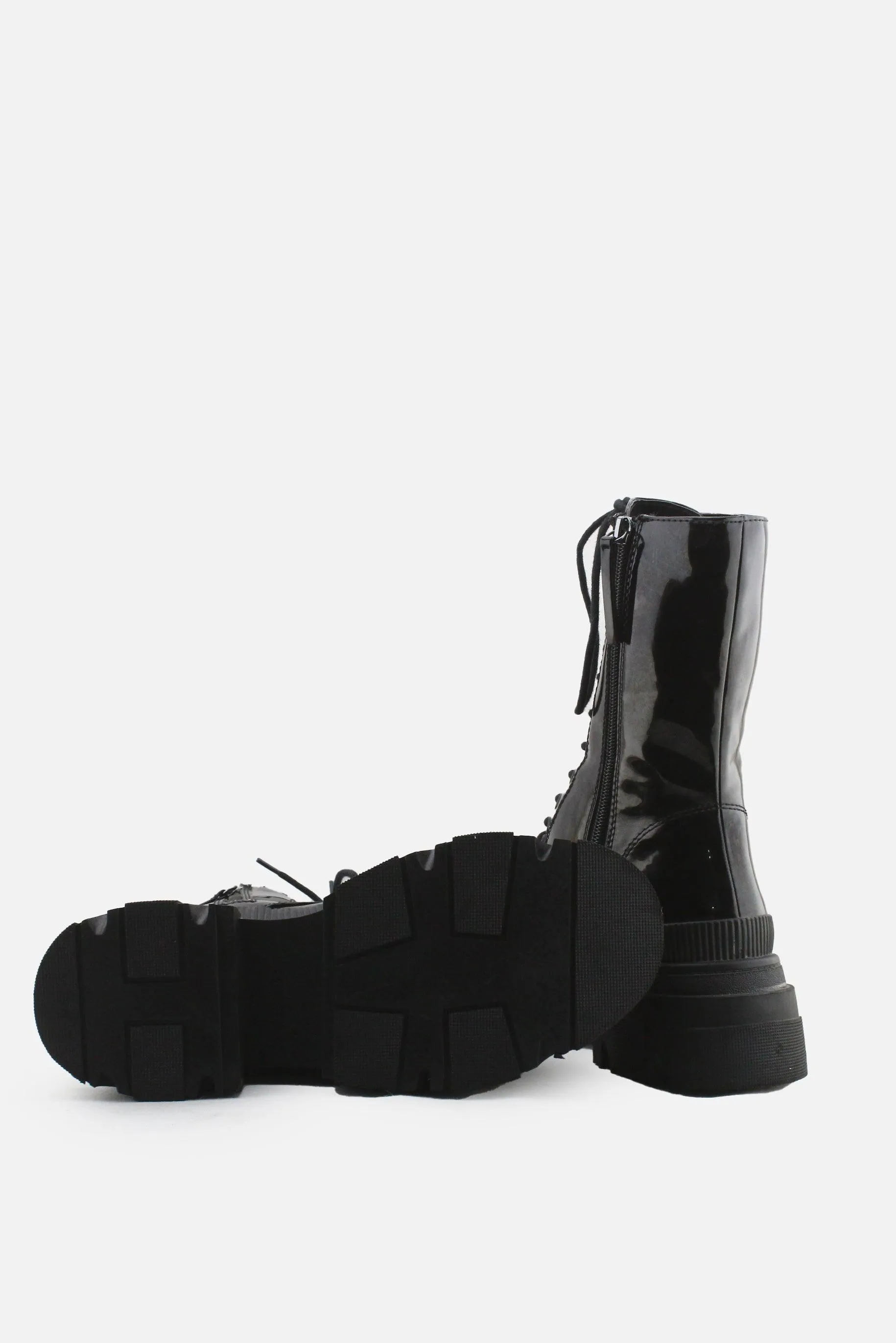 Bershka Zipper Laces Combat Boots | 100% Synthetic Leather