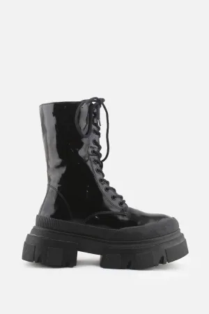 Bershka Zipper Laces Combat Boots | 100% Synthetic Leather