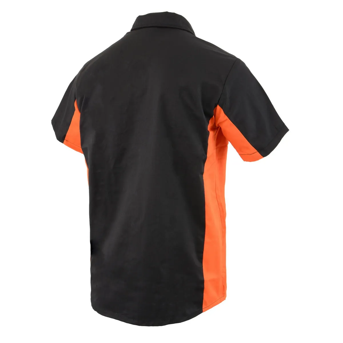 Biker Clothing Co. MDM11676 Men's Black and Orange Button Up Heavy-Duty Work Shirt for | Classic Mechanic Work Shirt