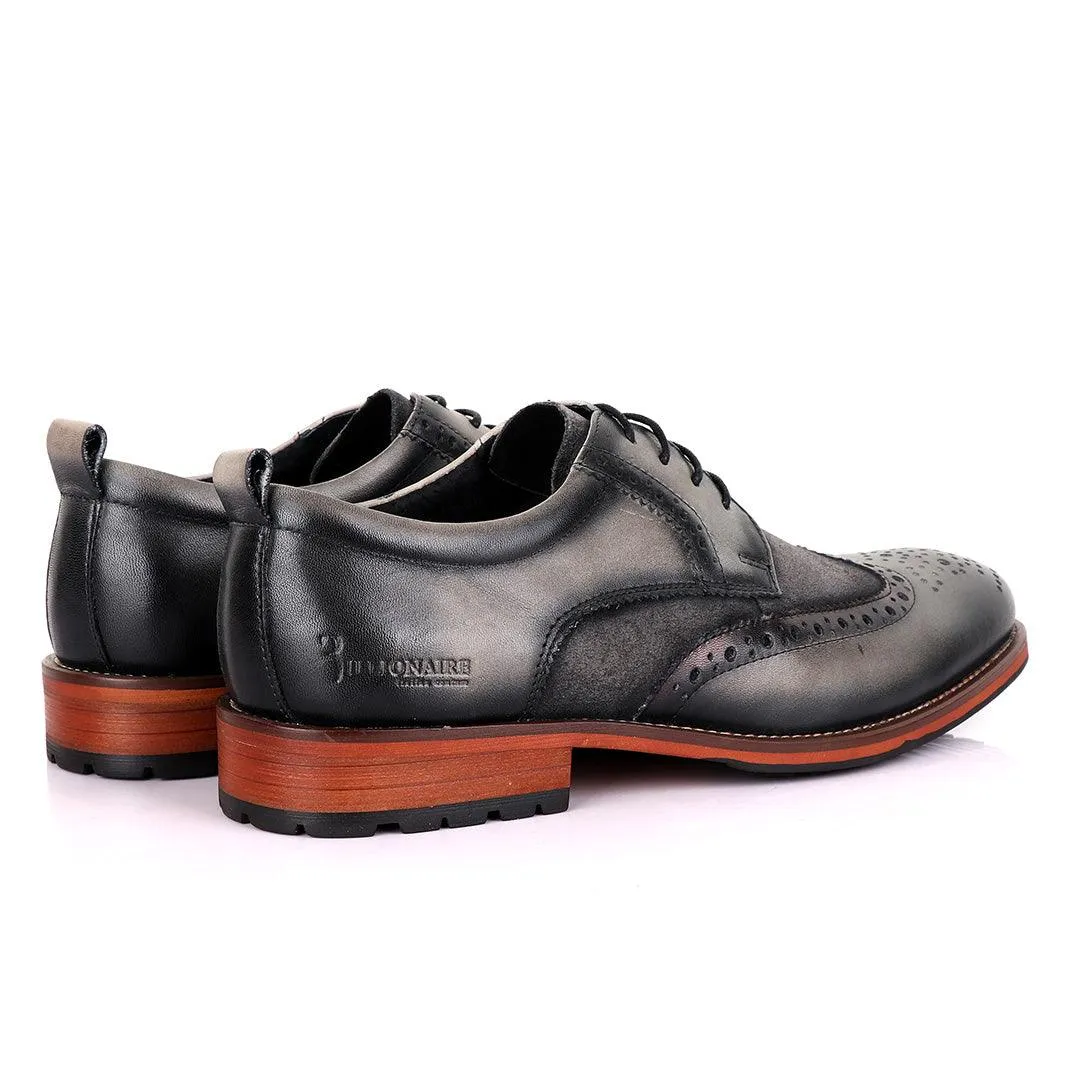 Billionaire Grey Oxford suede crest Leather Shoe