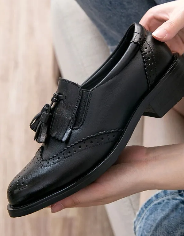 British Style Handmade Leather Black Oxford Shoes