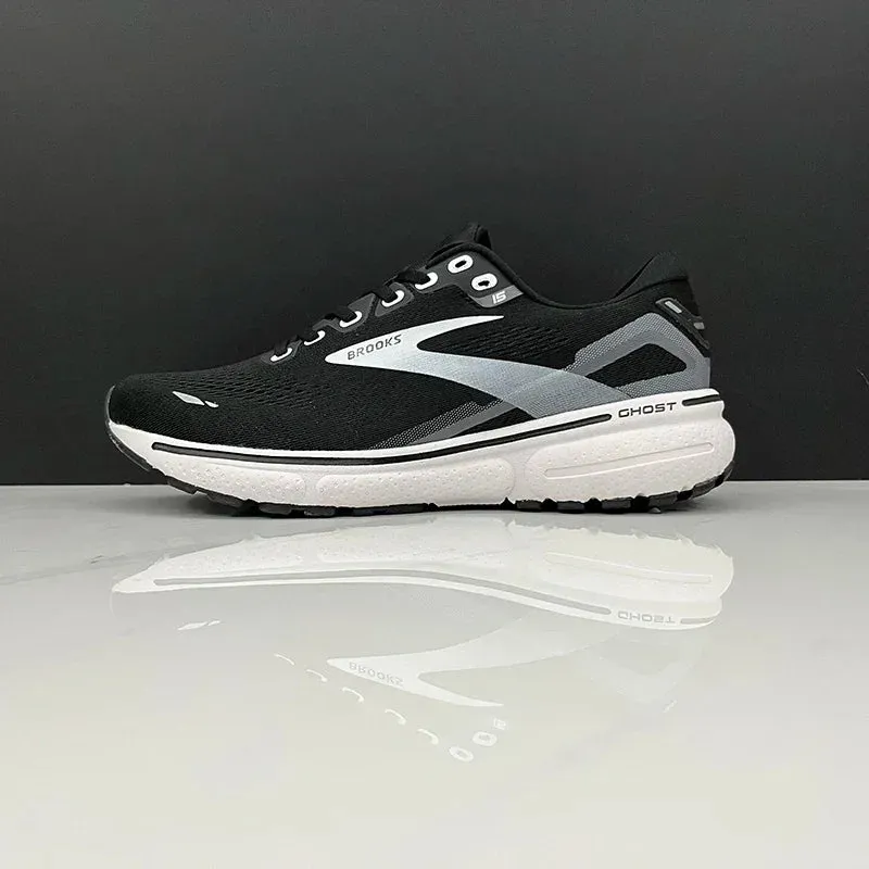 BROOKS Ghost 15 Black Ebony Running Shoes Women Men Long-Distance Road Sport Training Casual Sneakers