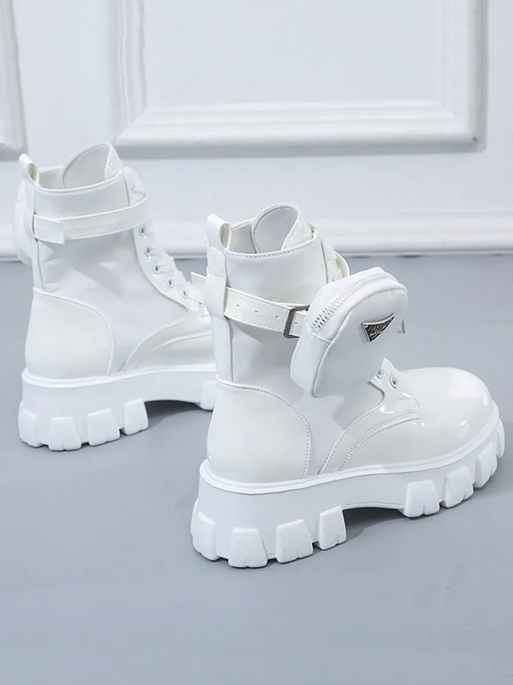 Chunky Block Heels Combat Platform Boots