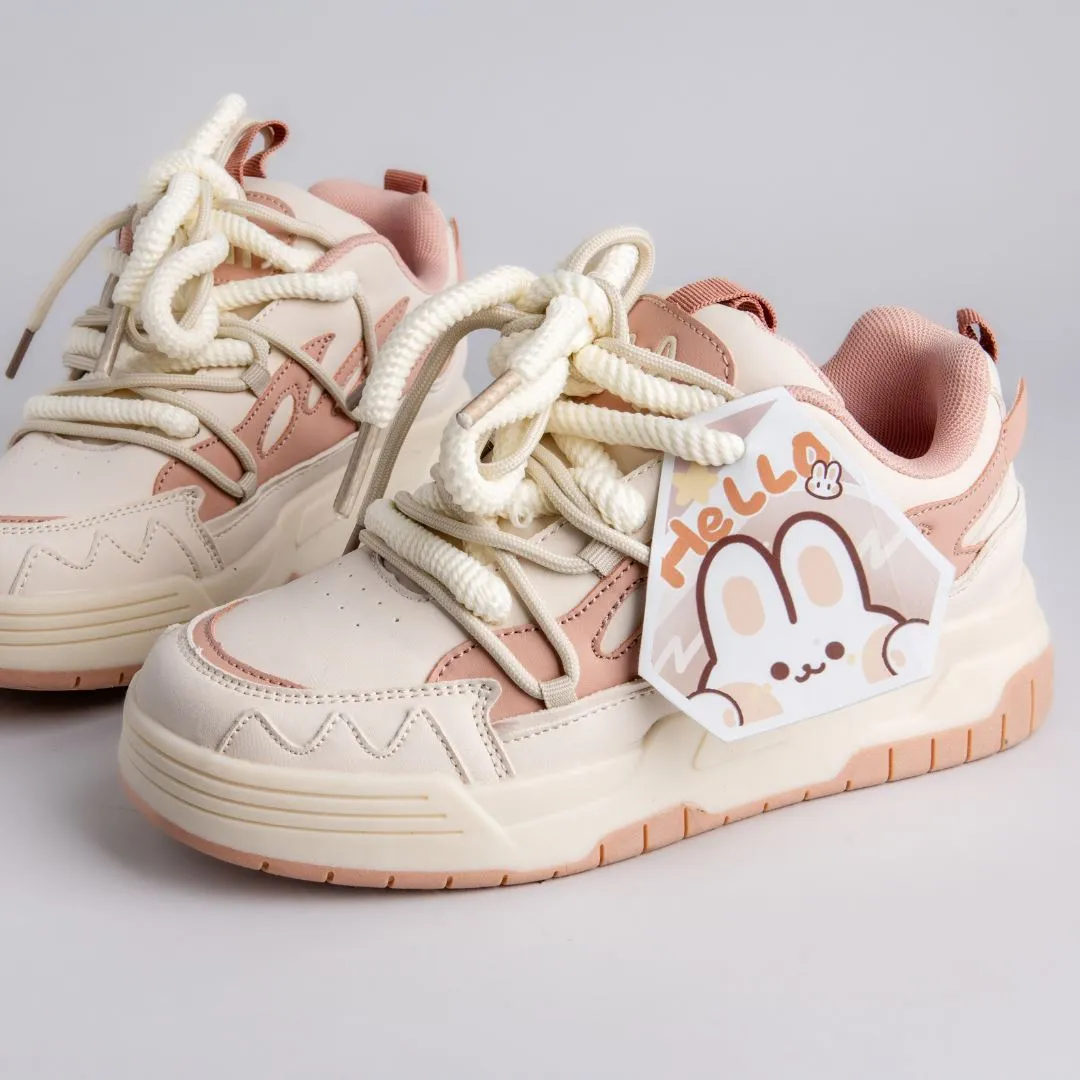 Chunky Friendly Pink Bunny Sneakers - Women's