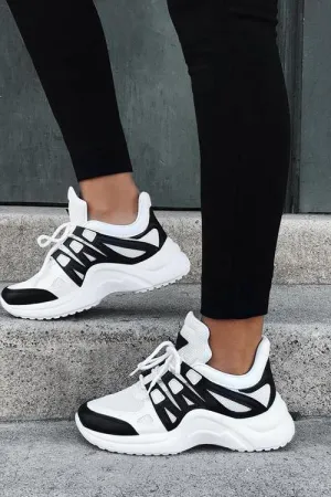 Chunky Mesh Two Tone Lace Up Sneakers