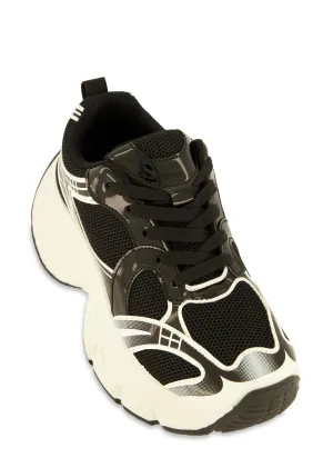 Chunky Sole Contrast Lace Up Sneakers