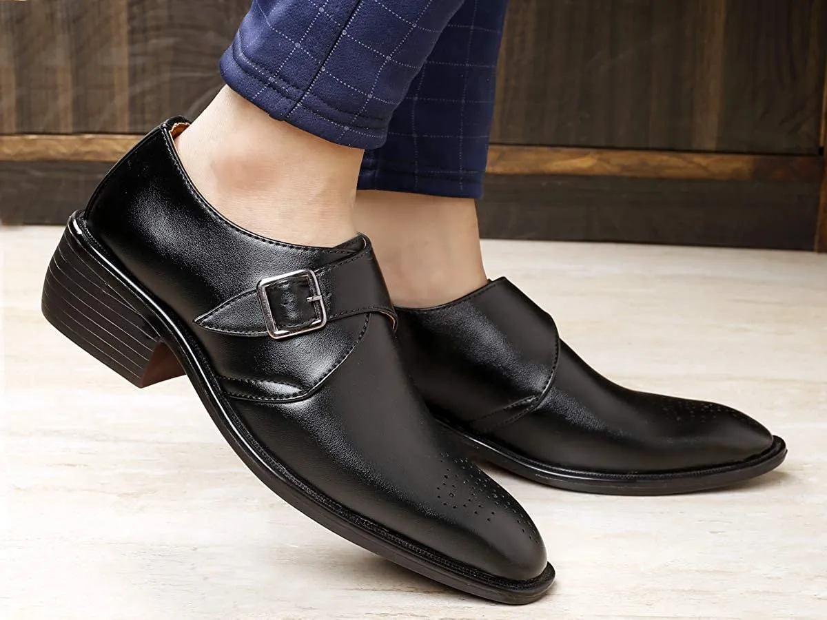 Classy Casual And Formal Black Moccasin Monk Slip-on Shoes For Men-JonasParamount