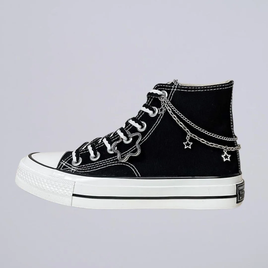 *CLEARANCE* Starry Night Black High Top Canvas Shoes - Unisex