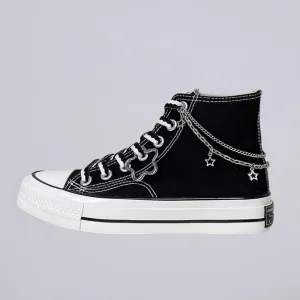 *CLEARANCE* Starry Night Black High Top Canvas Shoes - Unisex