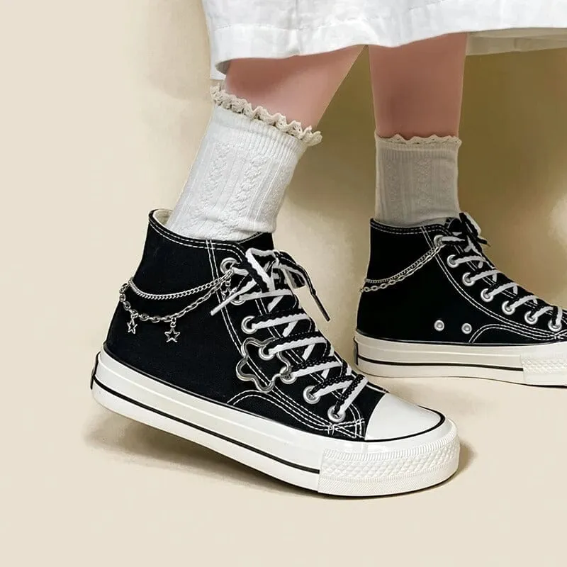 *CLEARANCE* Starry Night Black High Top Canvas Shoes - Unisex