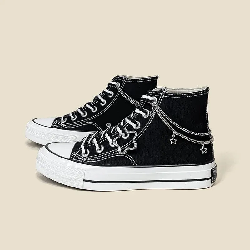 *CLEARANCE* Starry Night Black High Top Canvas Shoes - Unisex