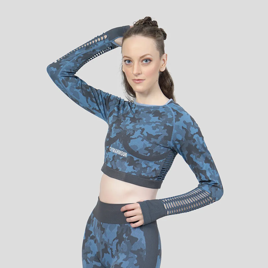 Combat Crop Top (Blue Shade)