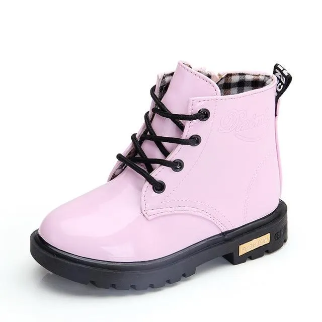 Copy of Girls Patent Synthetic Leather Dr. Martens Inspired Combat Boots By Liv and Mia