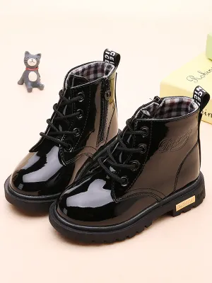 Copy of Girls Patent Synthetic Leather Dr. Martens Inspired Combat Boots By Liv and Mia