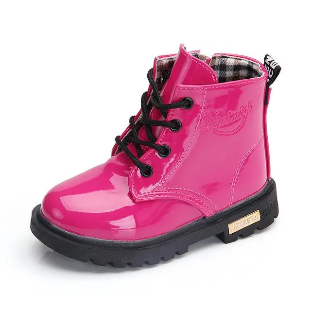 Copy of Girls Patent Synthetic Leather Dr. Martens Inspired Combat Boots By Liv and Mia