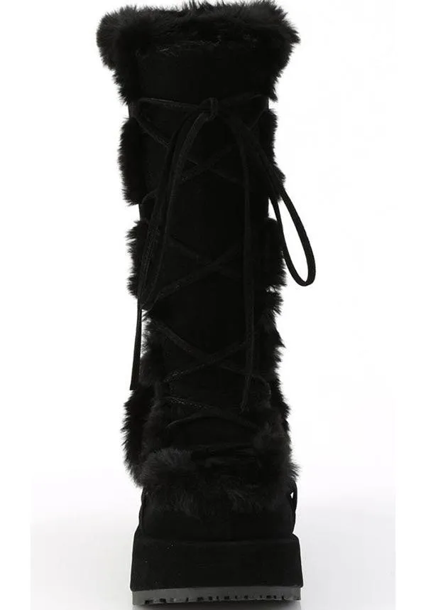 CUBBY-311 [Black Vegan Suede] | PLATFORM BOOTS [PREORDER]