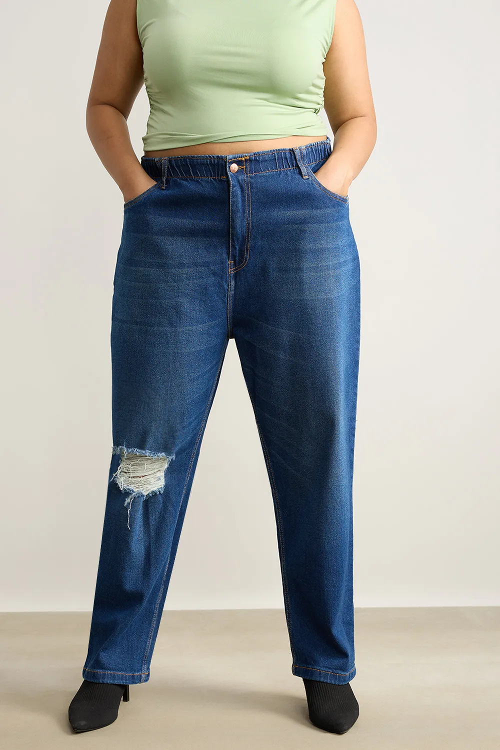 Denim Daze Elasticated Mom Jeans