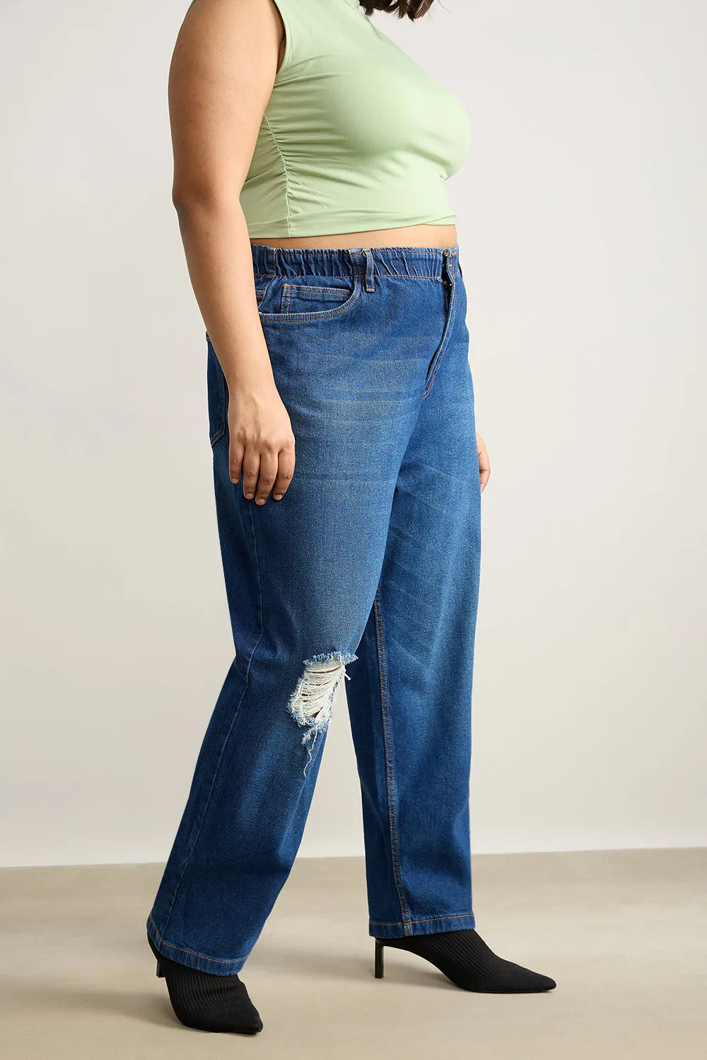 Denim Daze Elasticated Mom Jeans