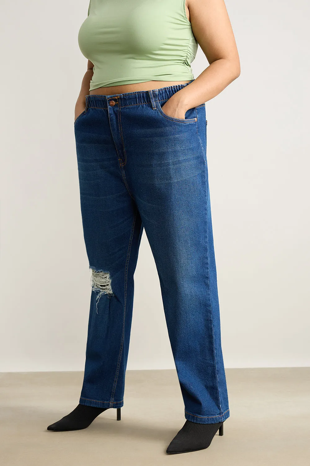 Denim Daze Elasticated Mom Jeans