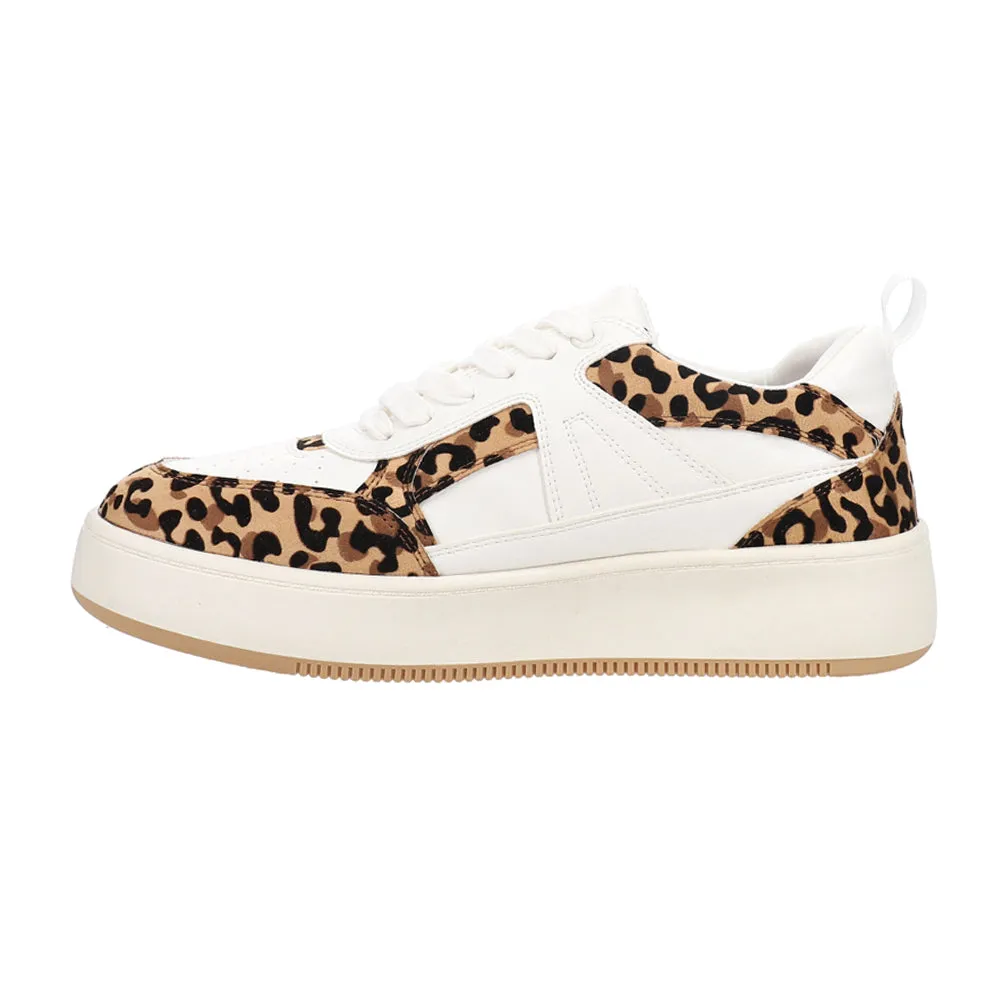 Dice Leopard Print Lace Up Sneakers