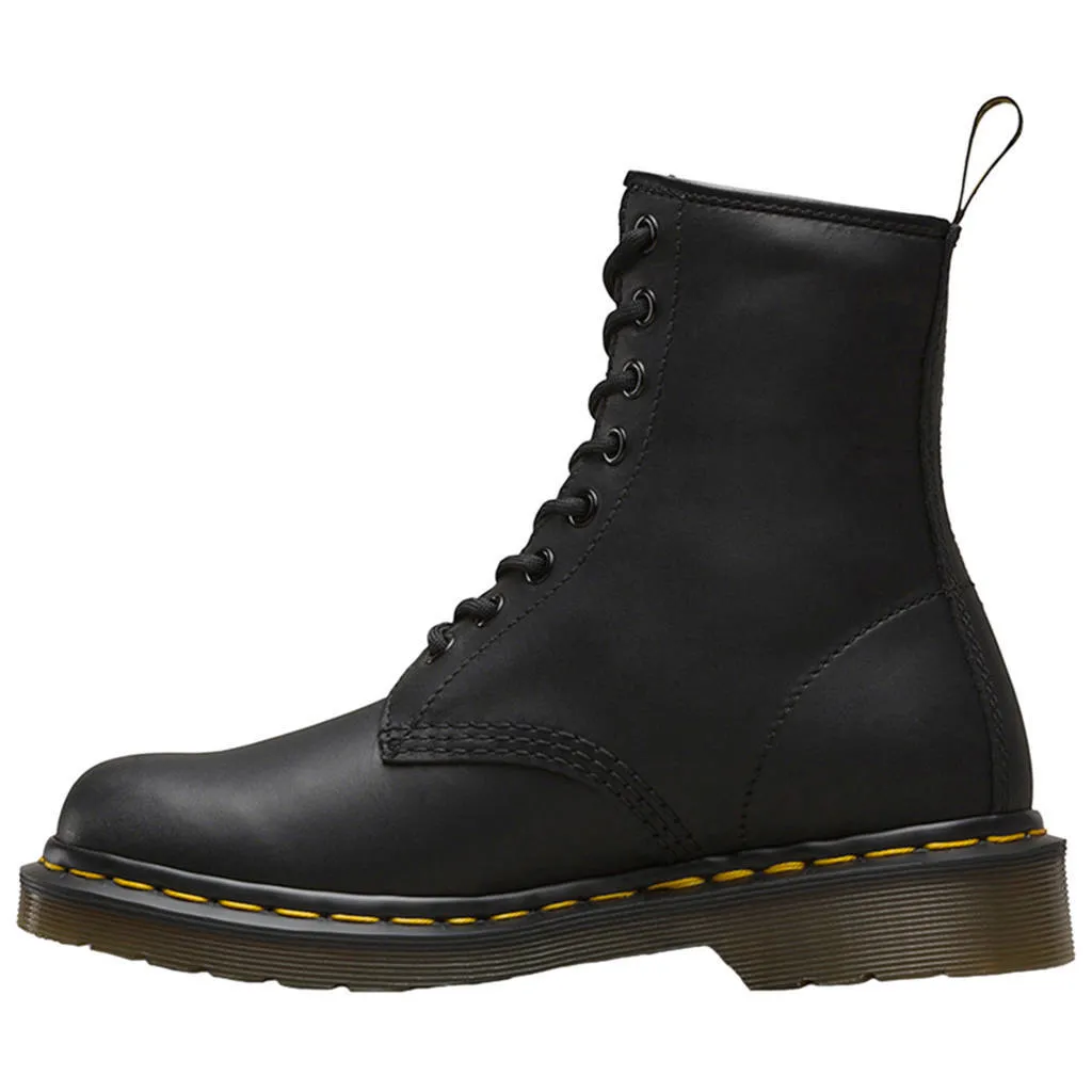 Dr. Martens 1460 8-Eyelet Black Unisex Greasy Leather Lace-up Combat Boots - UK 7