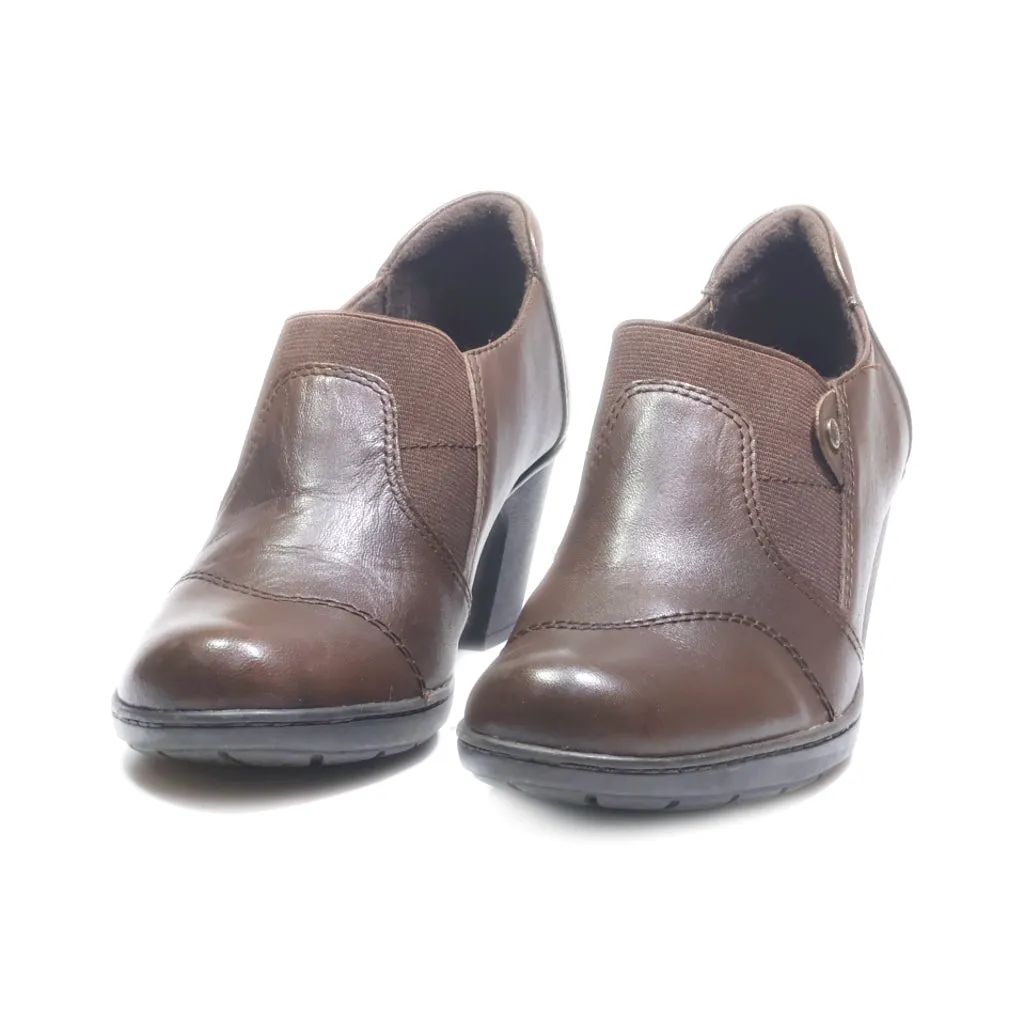 Earth Mid-Heel Shoes Leather Brown Colour For Women