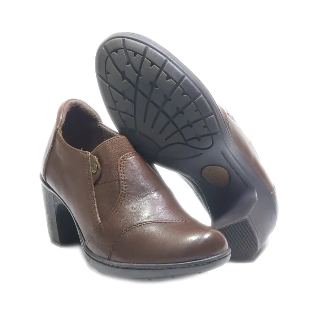 Earth Mid-Heel Shoes Leather Brown Colour For Women