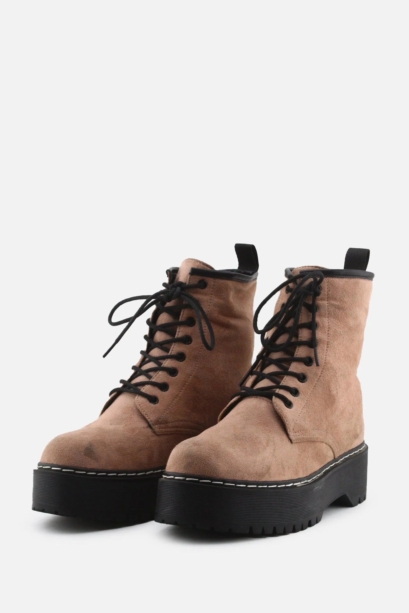 European Brand Laces Combat Ankle Boots | Suede