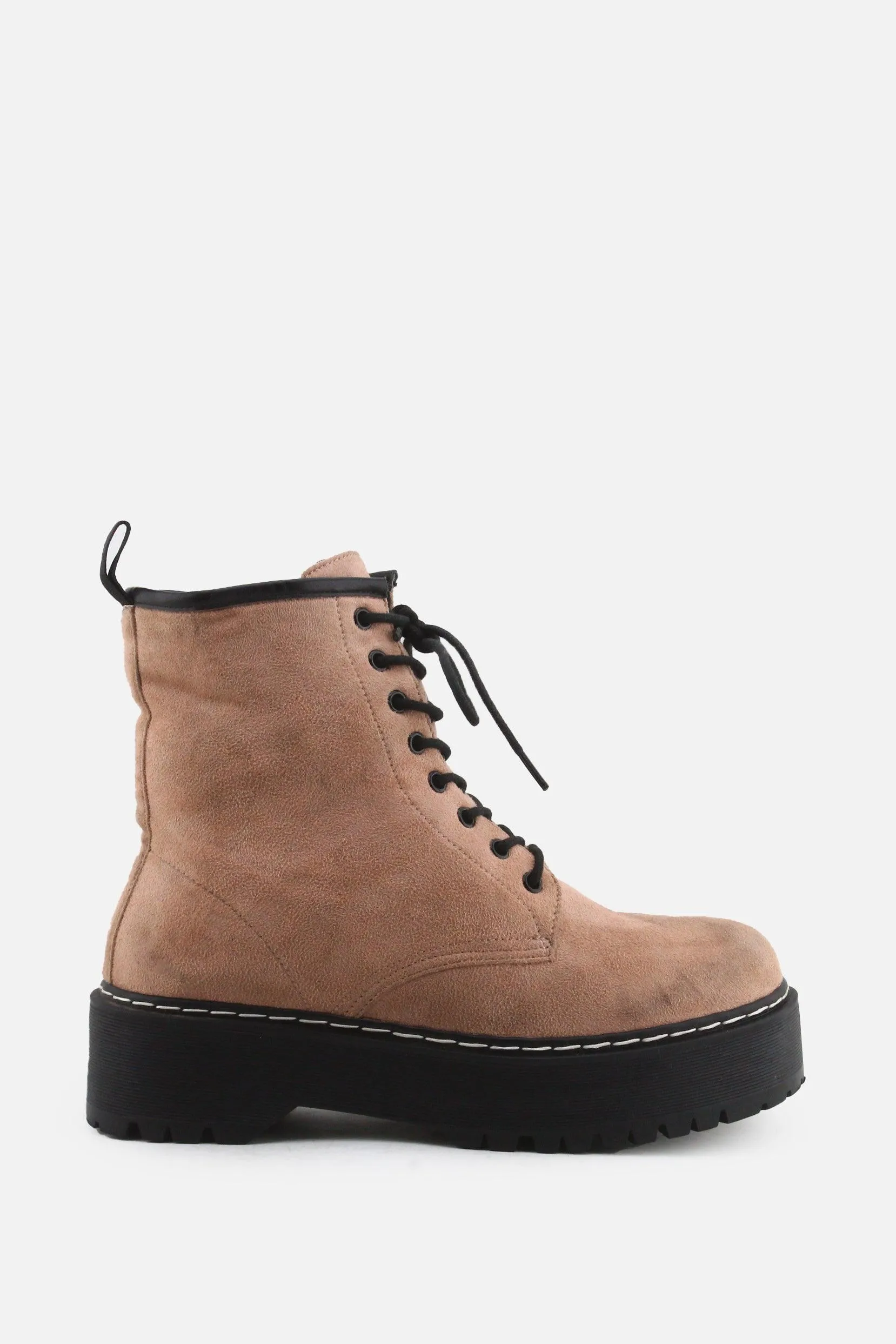 European Brand Laces Combat Ankle Boots | Suede