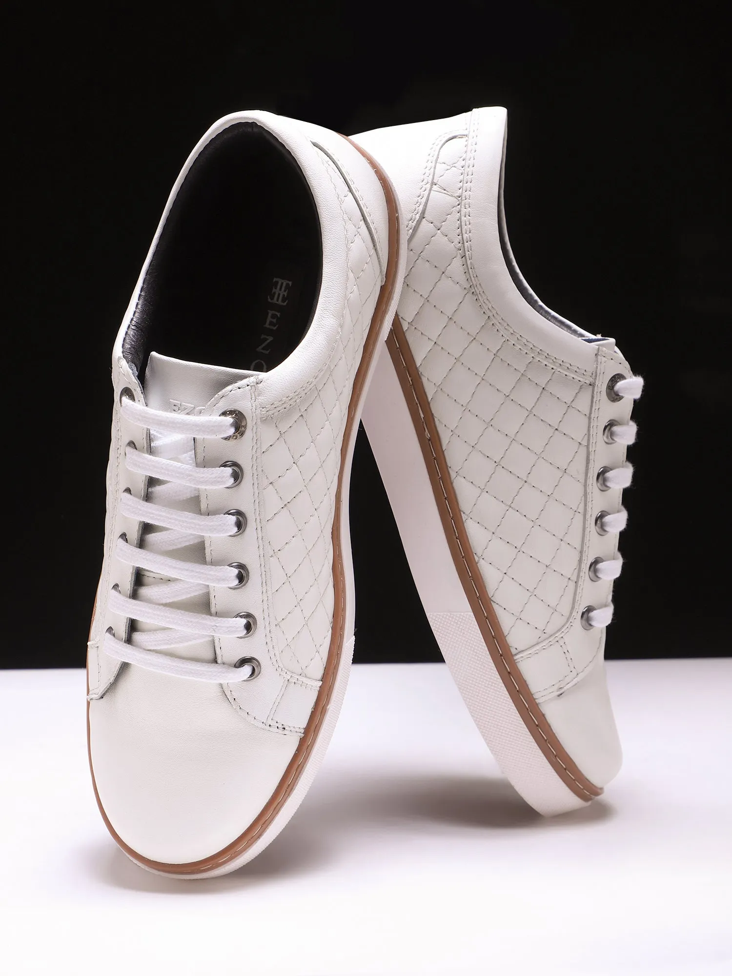 Ezok Men Casual White Leather Sneaker