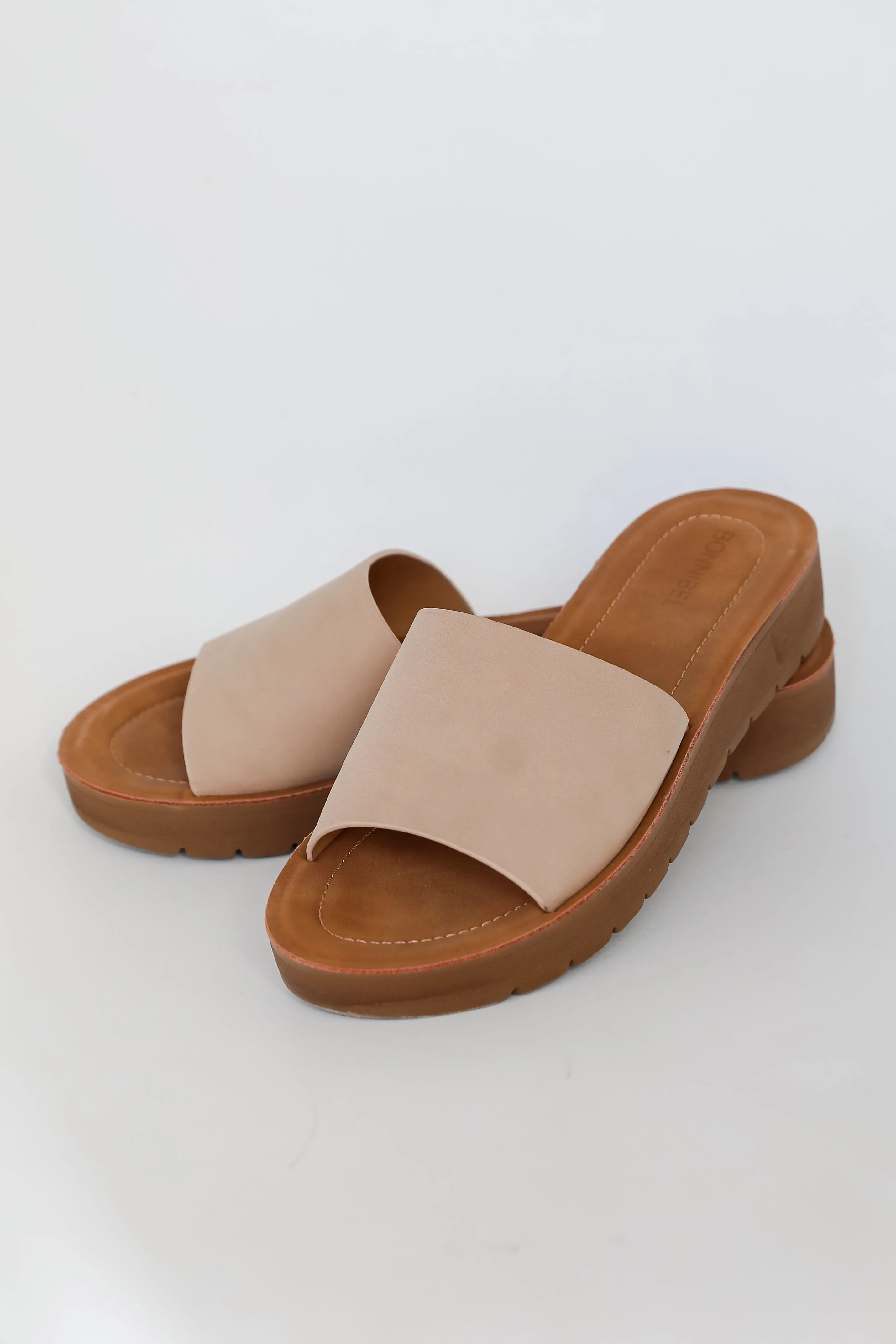 FINAL SALE - Just Wandering Nude Platform Slide Sandals - DU DEAL