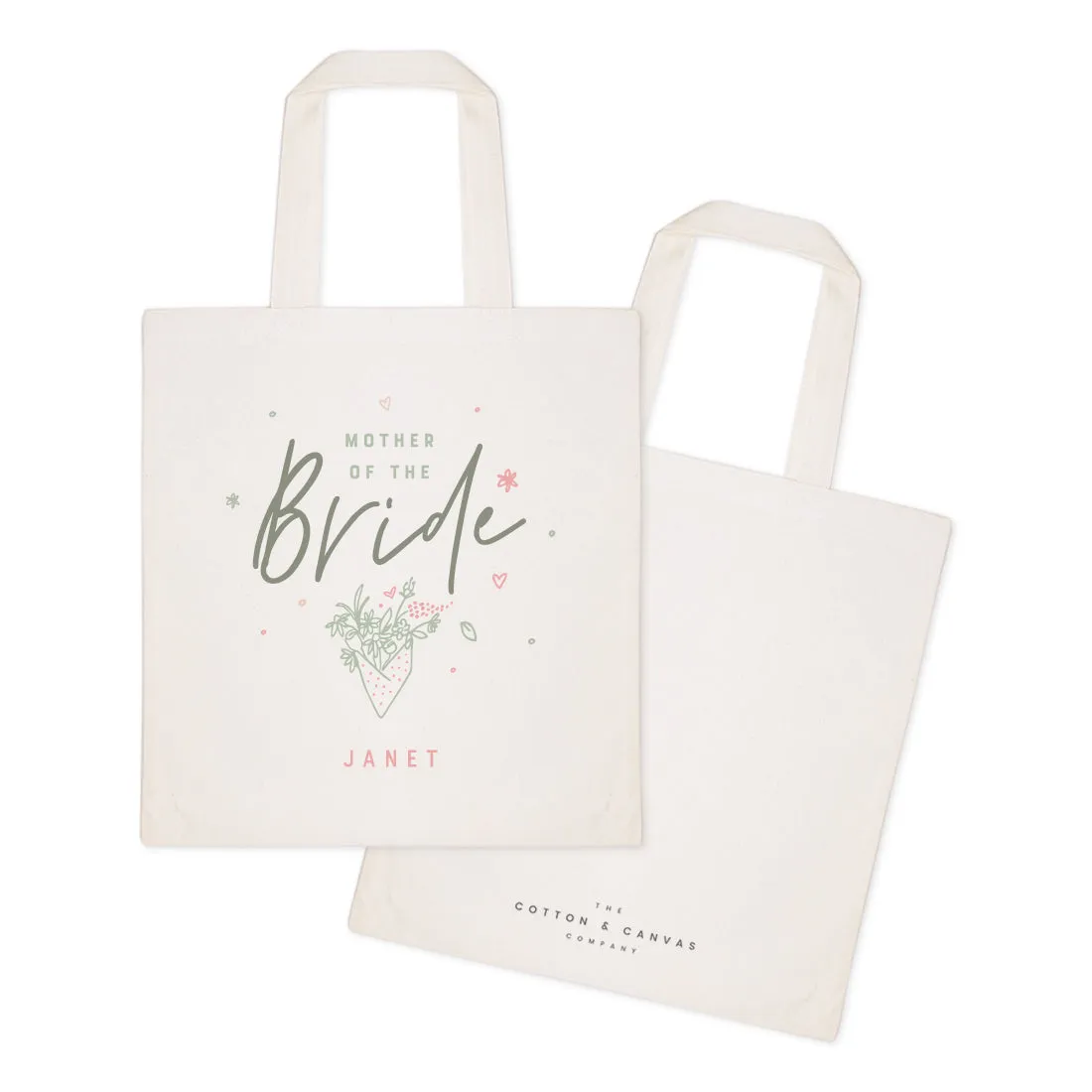 Floral Personalized Name Mother of the Bride Wedding Cotton Canvas Tote Bag by The Cotton & Canvas Co.