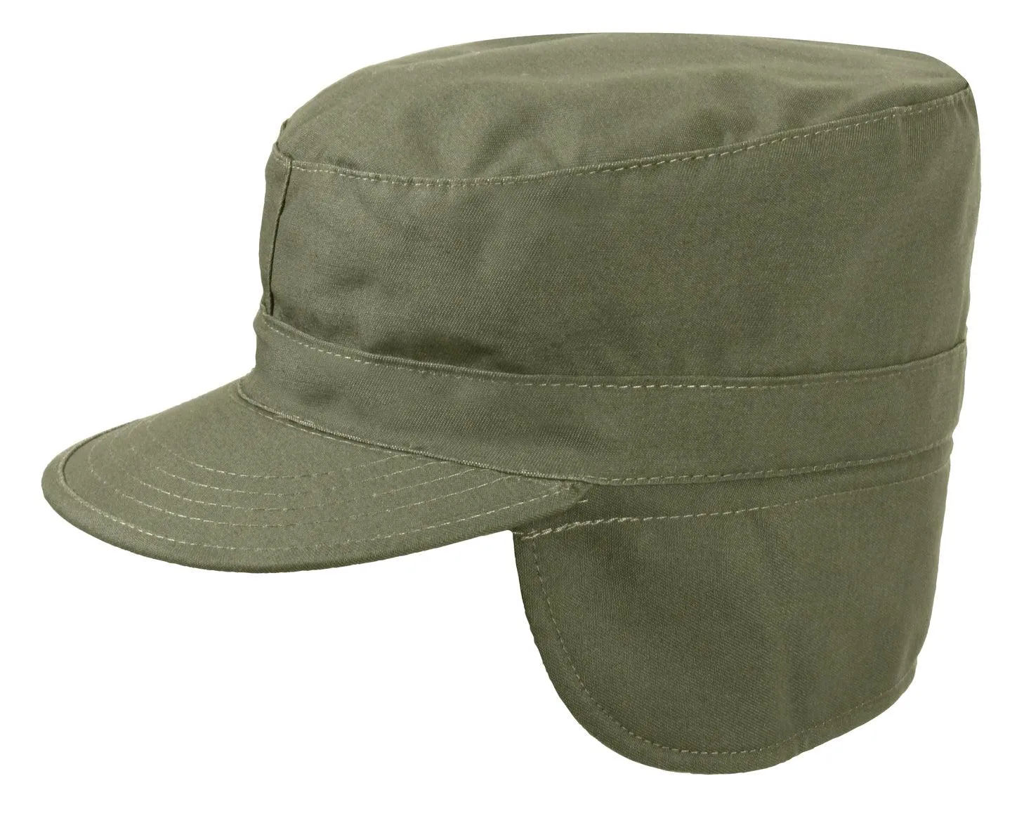 G.I. Type Combat Caps With Flaps - Olive Drab