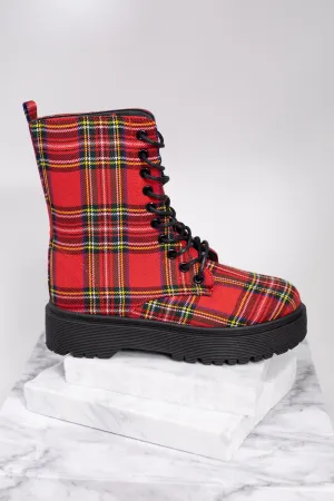 Gotta Get Out There Red Plaid Combat Boots