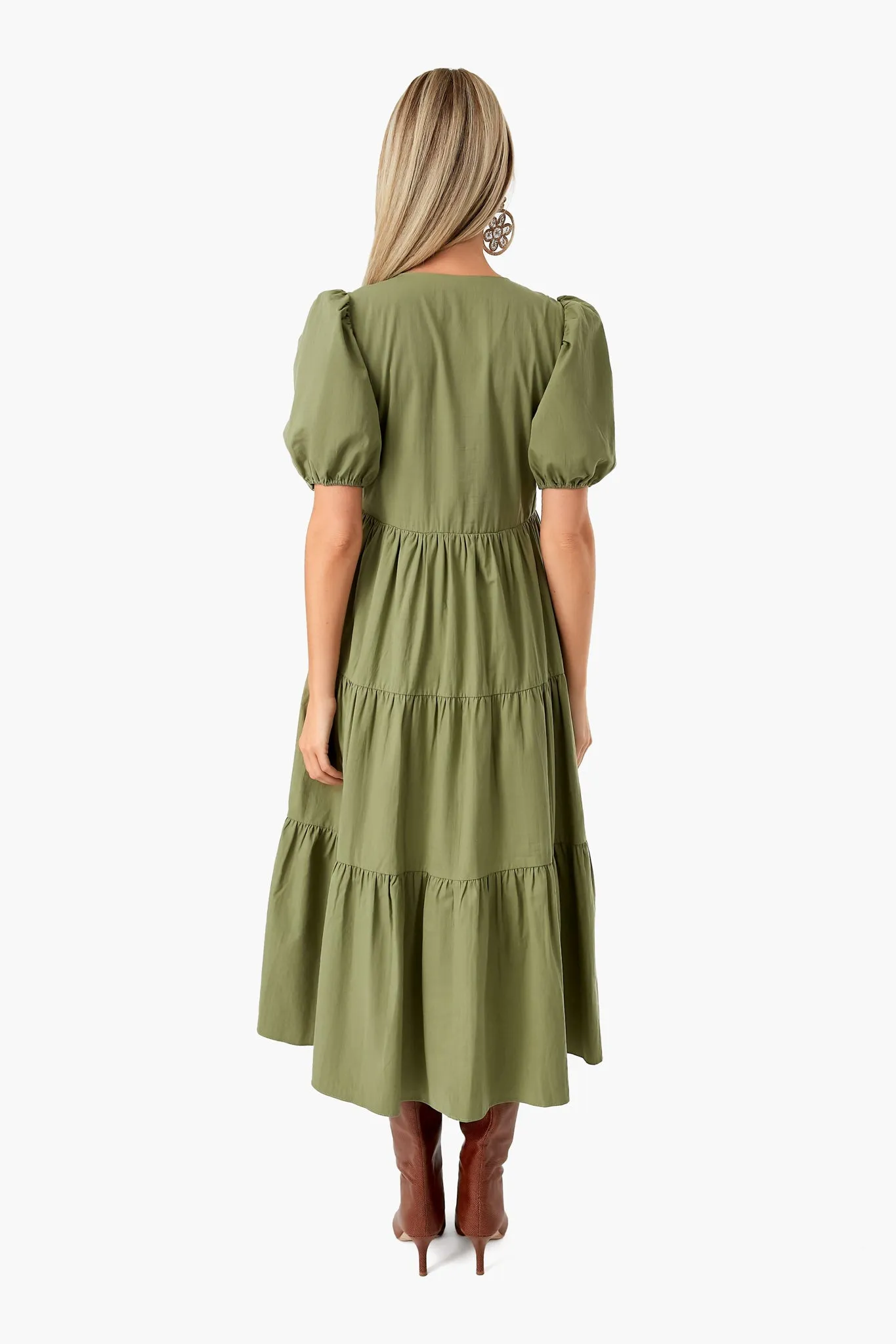 Green Tiered Penny Midi Dress